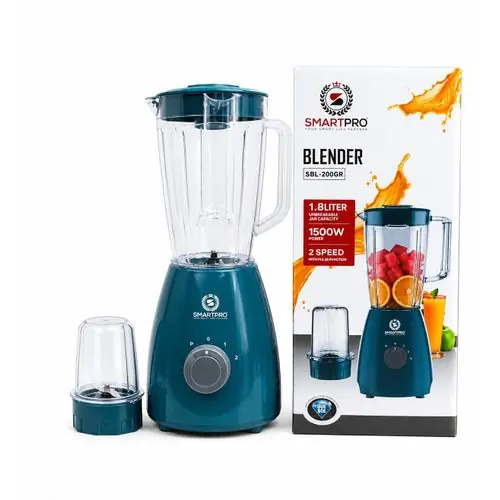 Smart Pro SBL-200GR 2-in-1 Blender - 1.8L 1500W Heavy Duty Kitchen Blender