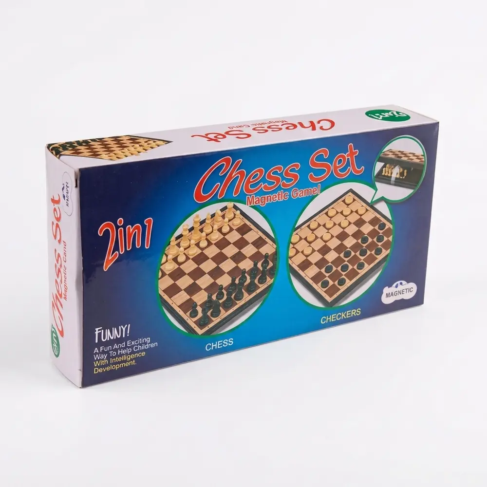2in1 Chess Set | 2 in 1 Chess and Checkers(Draft) Magnetic, Dual Purpose Board - Double The Fun